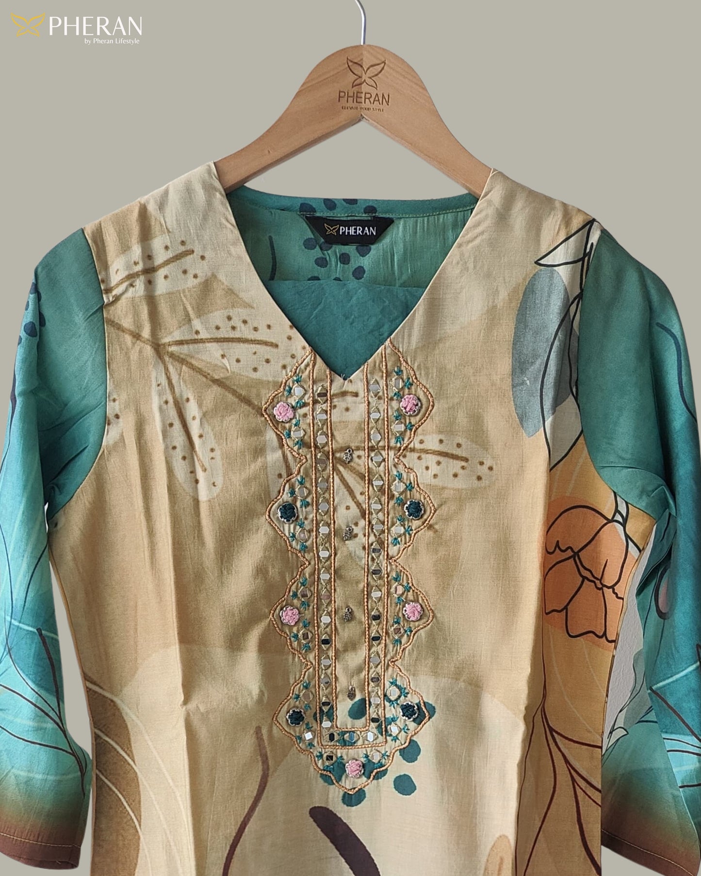 Pheran Women's Abstract Floral Print Suit Set AM82