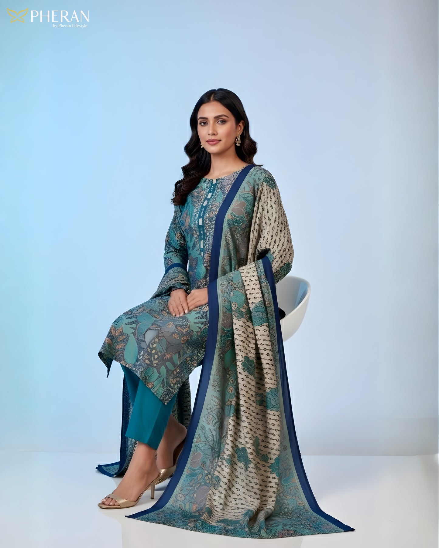 Pheran Women’s Stitched Suit Set with Dupatta AM81