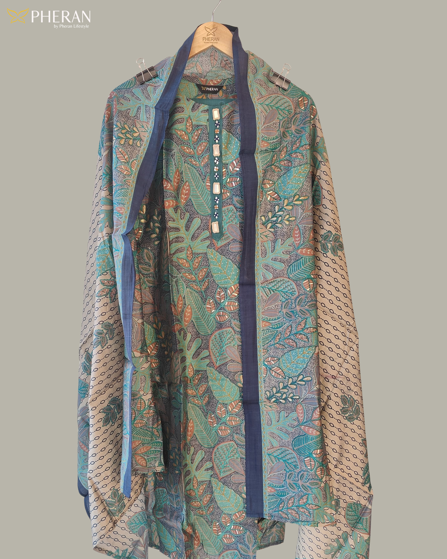 Pheran Women’s Stitched Suit Set with Dupatta AM81