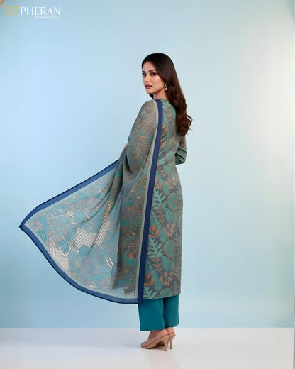 Pheran Women’s Stitched Suit Set with Dupatta AM81