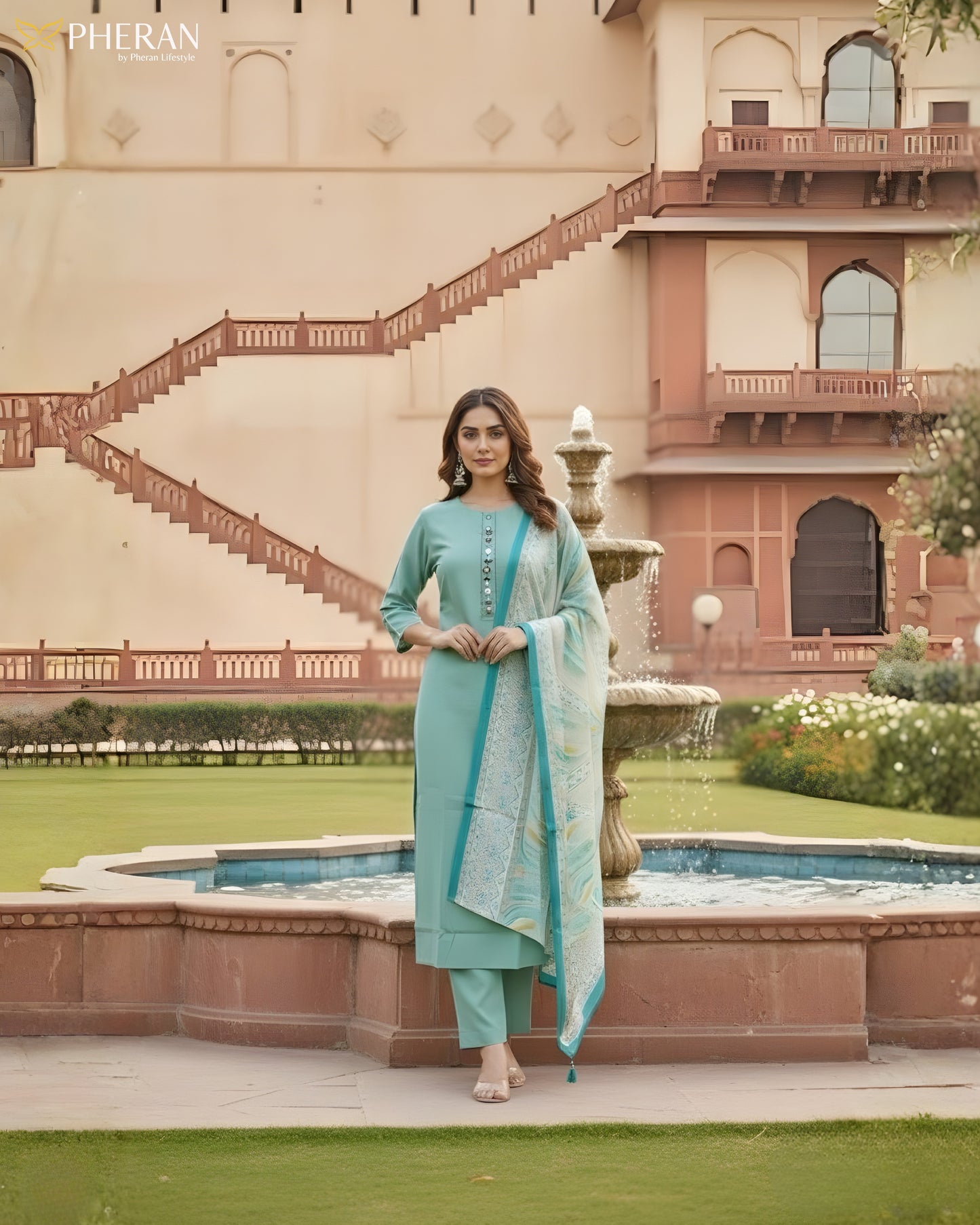 Pheran Women’s Stitched Suit Set with Dupatta AM84