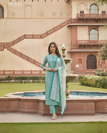 Pheran Women’s Stitched Suit Set with Dupatta AM84