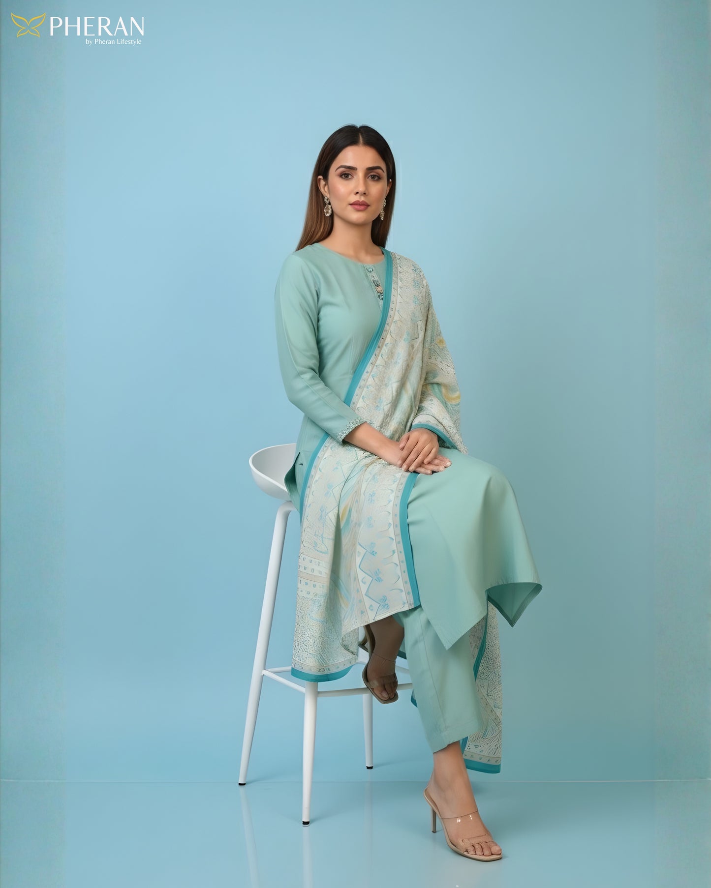 Pheran Women’s Stitched Suit Set with Dupatta AM84