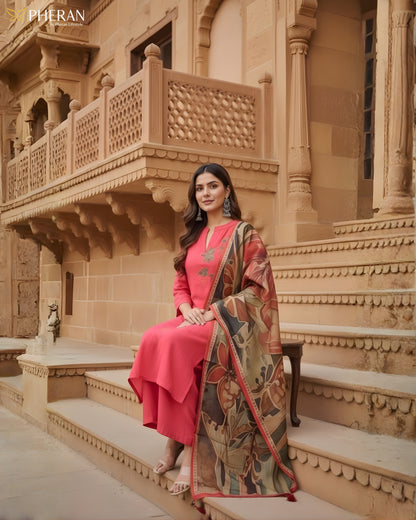 Pheran Women's Coral Modal Suit Set  AM79