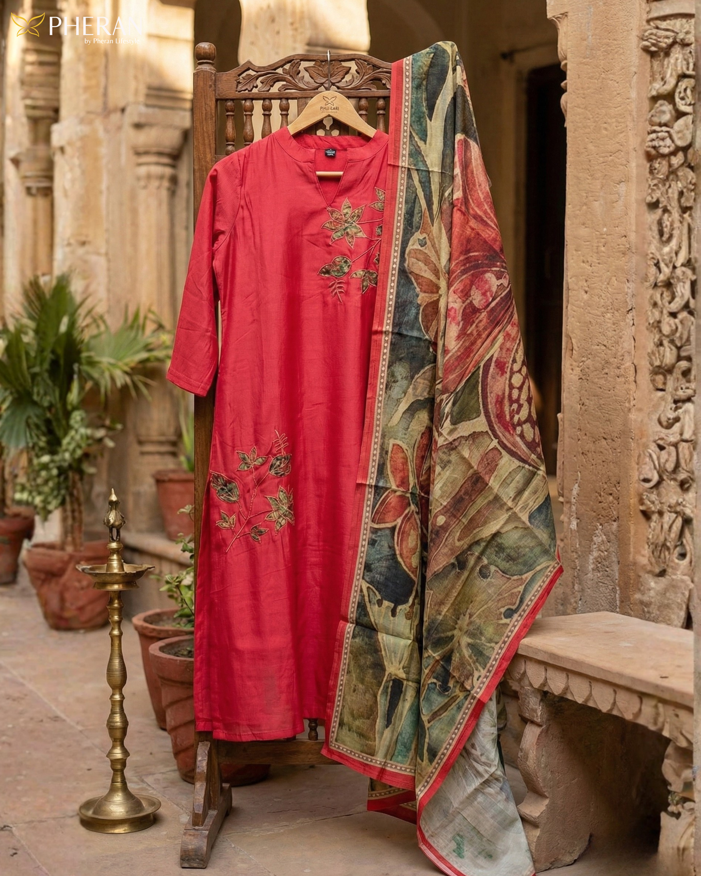 Pheran Women's Coral Modal Suit Set  AM79