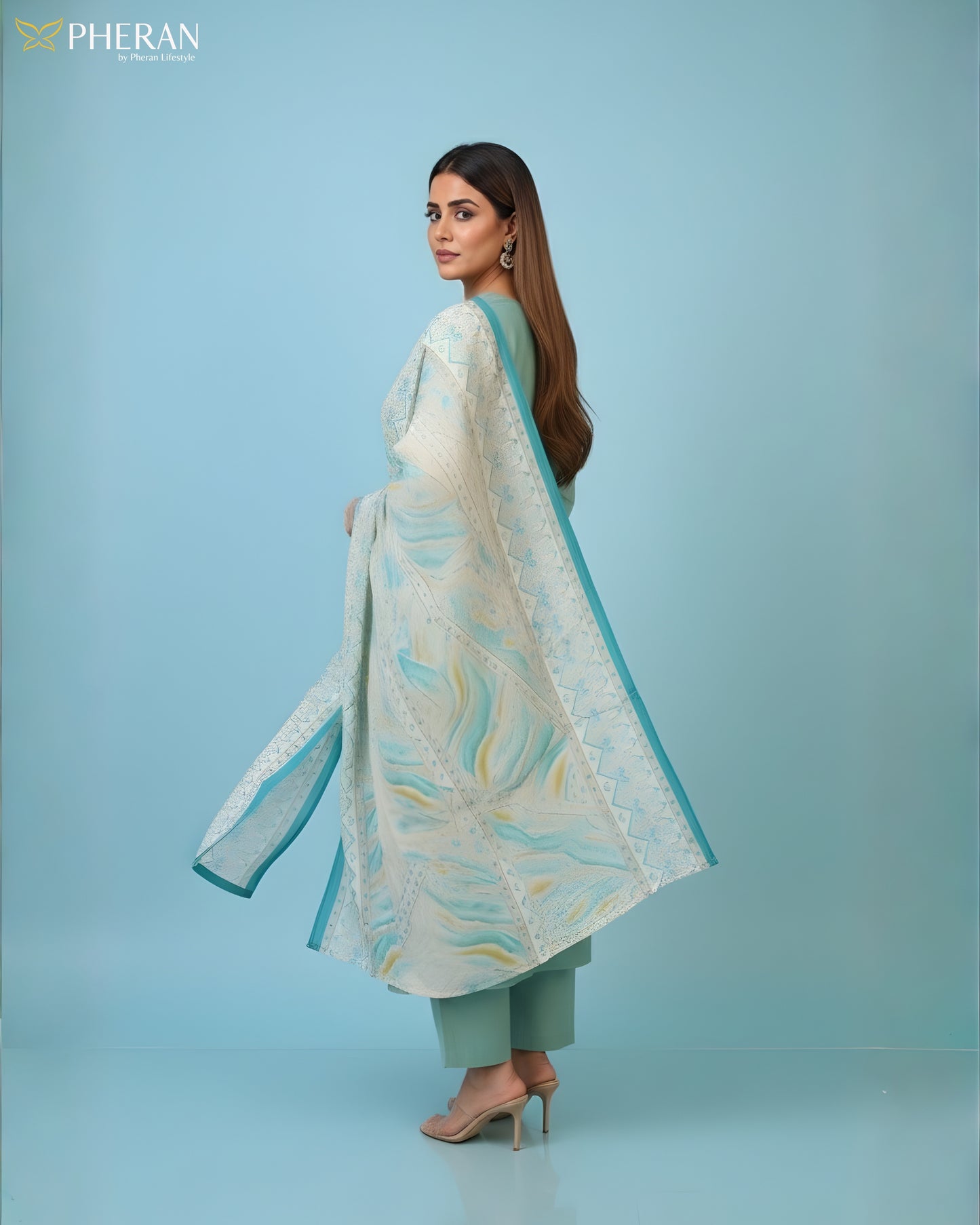 Pheran Women’s Stitched Suit Set with Dupatta AM84