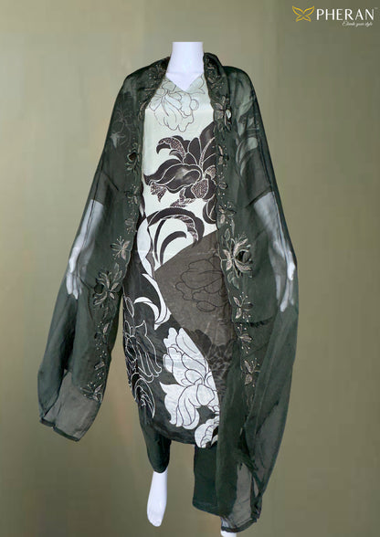 Pheran Green Floral Abstract Silk Kurta Set (BO-4107-GN)