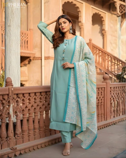 Pheran Women’s Stitched Suit Set with Dupatta AM84